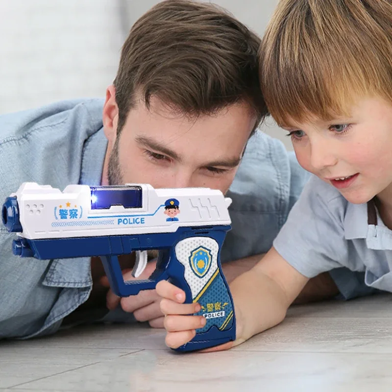 Pistola projetada sem carenagem, dramatização de polícia, crianças, som, luz, música, adereços, brinquedos, presente para meninos