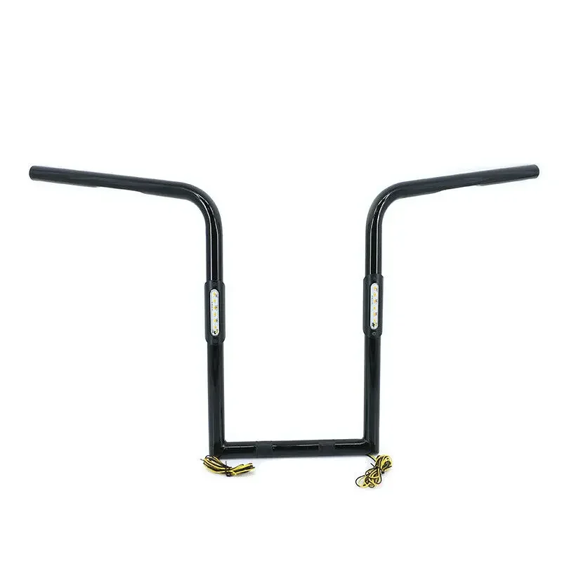 

14" Riser 25mm Drag Style Handlebar & Bar Lights Cafe Racer Old School Universal