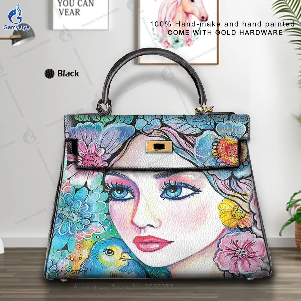 

Women Bags Top-Handle The bird and the beautiful woman Bag Cross Body Bags Bolsas Marcas Hand Draw Customize Art Bags Multicolor