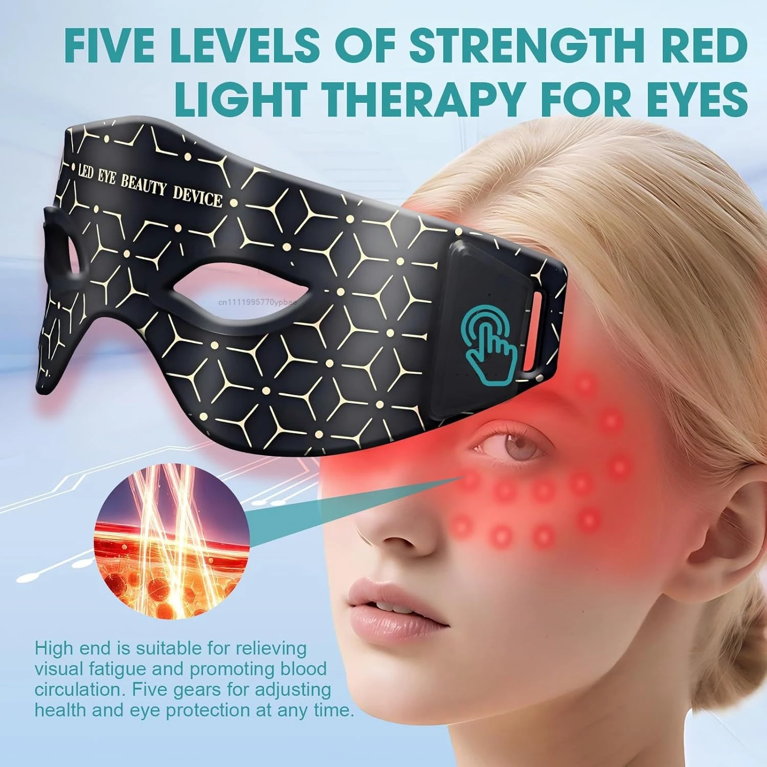 

Red Light Eye Mask 630NM 850NM LED Eye Red Light Therapy Eye Mask with 5Modes Massager for Relieve Eye Bag Dark Circle Puffiness