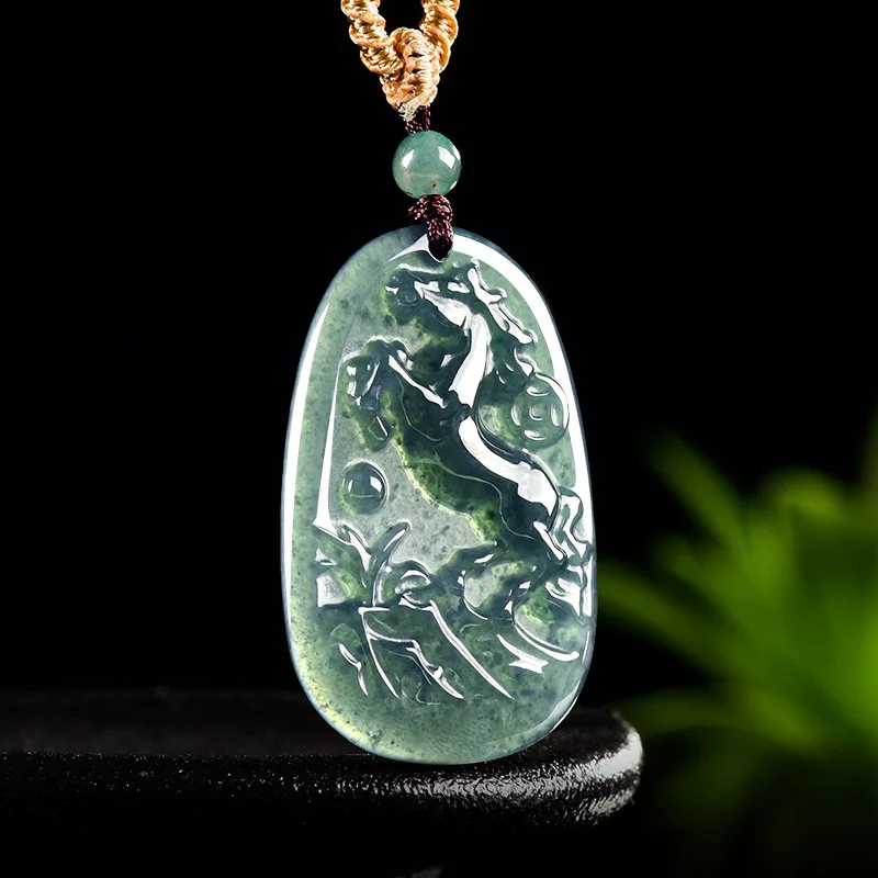 

Authentic Natural A-grade Jadeite Blue Water Necklace Pendant Premium Quality For Men Women Brand Glutinous Variety Jewelry