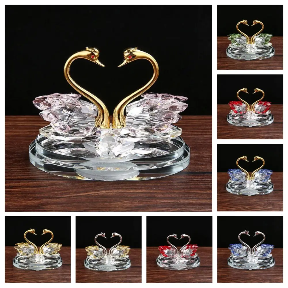 Light Luxury Crystal Swan Ornaments Diamond-encrusted Diamond Crafts Swan Figurines Paperweight Exquisite Crystal