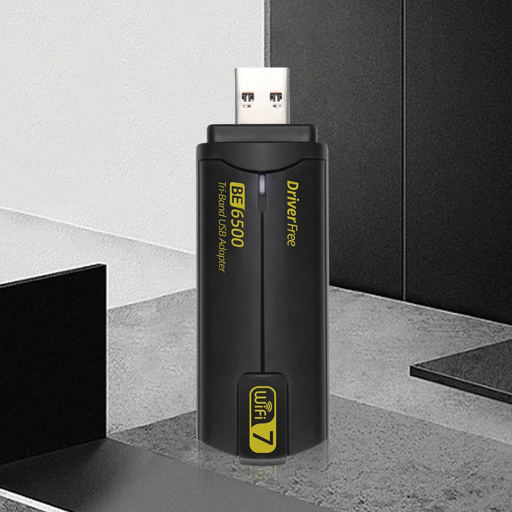 

6500 Мбит/с Wi-Fi 7 USB-адаптер Wi-Fi Беспроводная сетевая карта Трехдиапазонный 2,4G, 5,8G и 6 ГГц BE6500 USB-ключ Двойные антенны для Windows 11/10
