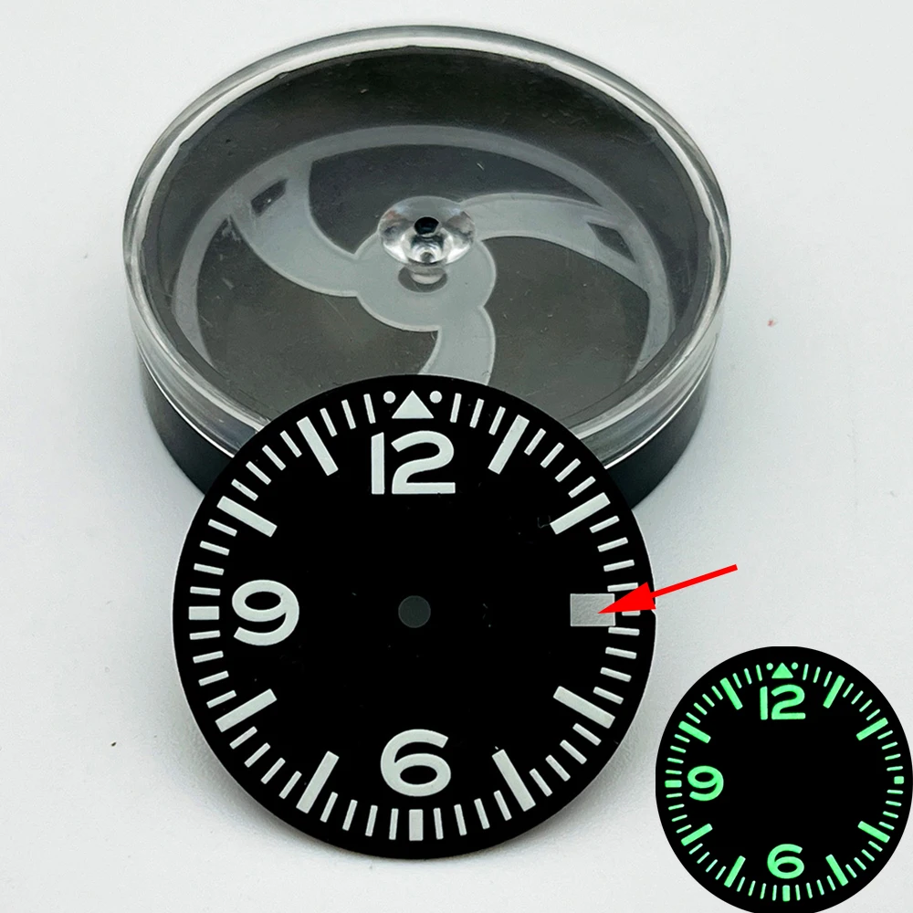 Циферблат 28,5 мм NH36 NH35, часовой циферблат, подходит для NH35 NH36 7S26 4R35, механизм SKX007 SPRD, зеленый светящийся циферблат часов