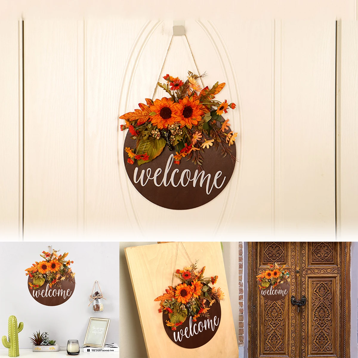 

1Pcs Hello Autumn Maple Leaf Pumpkin Sign Wooden for Outdoor Porch, Farmhouse Thanksgiving Wreath Wooden for Indoor Wall Decor