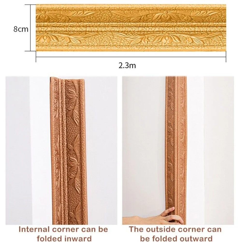 230*8cm 3D Tiles DIY Sticker Waterproof Skirting Sticker Border Decoration Wall Sticker Floor Border StickerFor Kitchen Bathroom