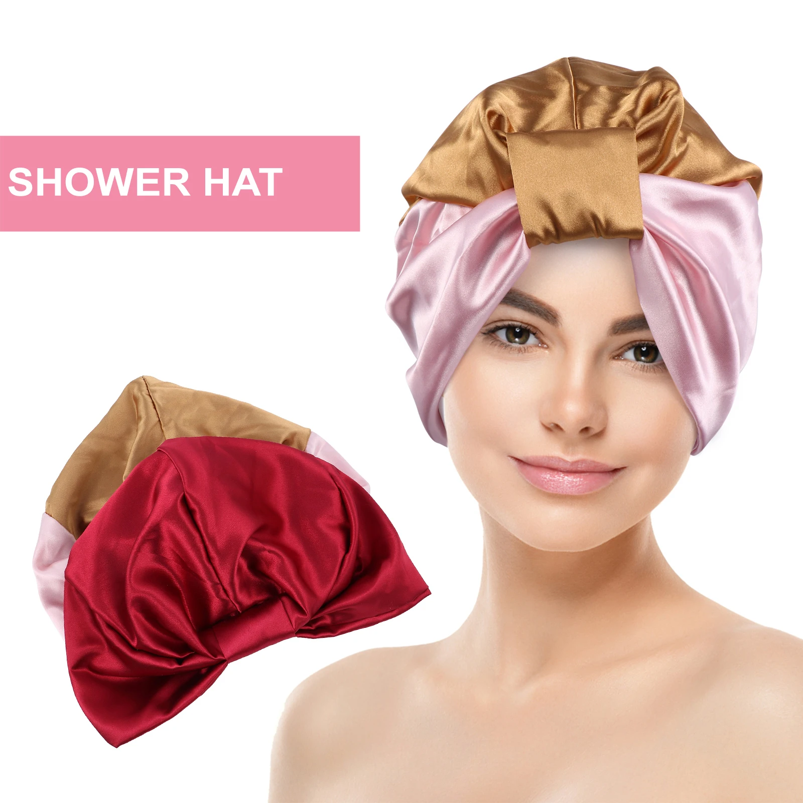 

2 pcs Caps Elastic Polyester Lightweight Fade Resistant Bonnet Sleeping HairCare Women Wide