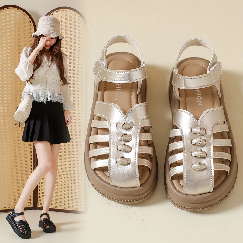 

Женские сандалии на толстой подошве с задней застежкой, водонепроницаемые, на платформе, модные, многофункциональные, удобные, нескользящие