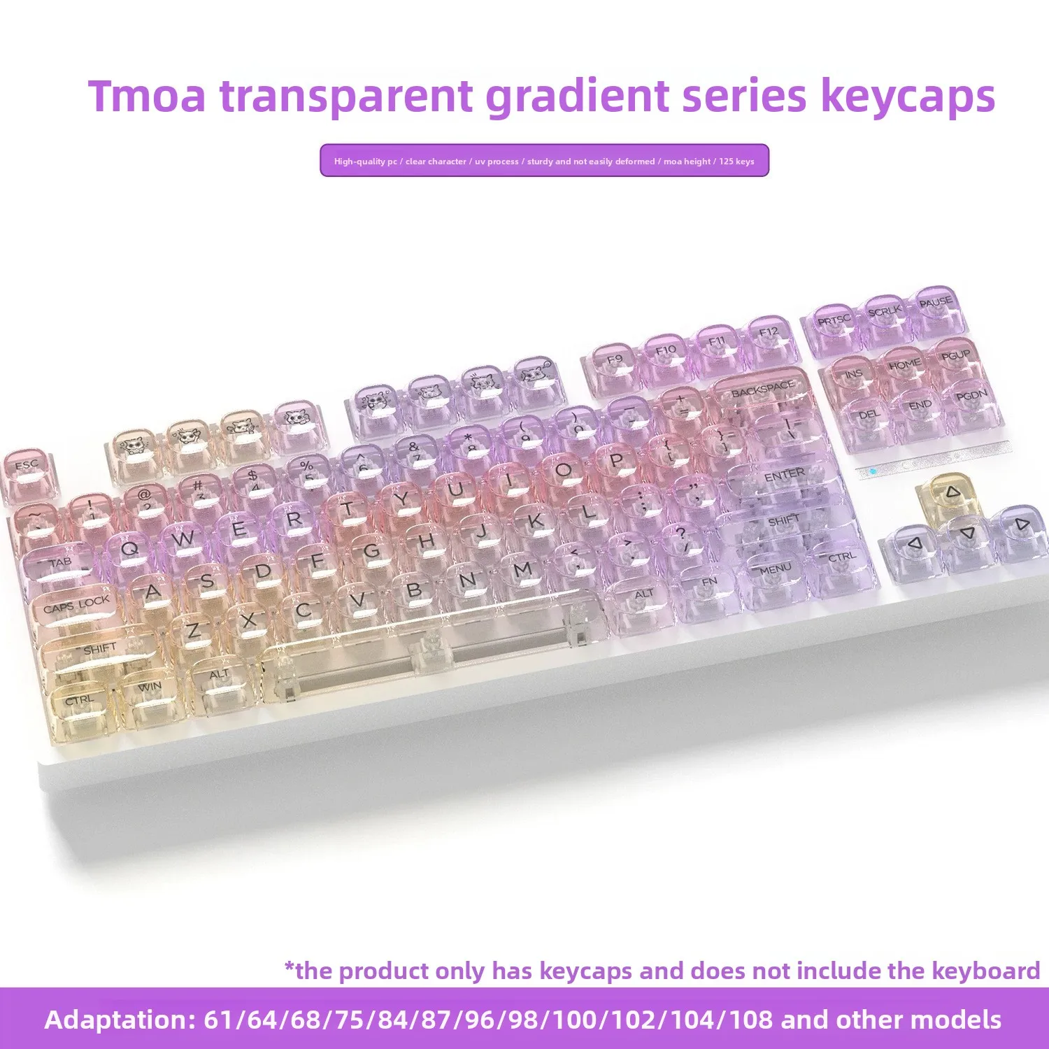 Key Moa Profile Transparent Pc Keycap Set Traditional Zhuyin Legends Uv Printed Mechanical Keyboards