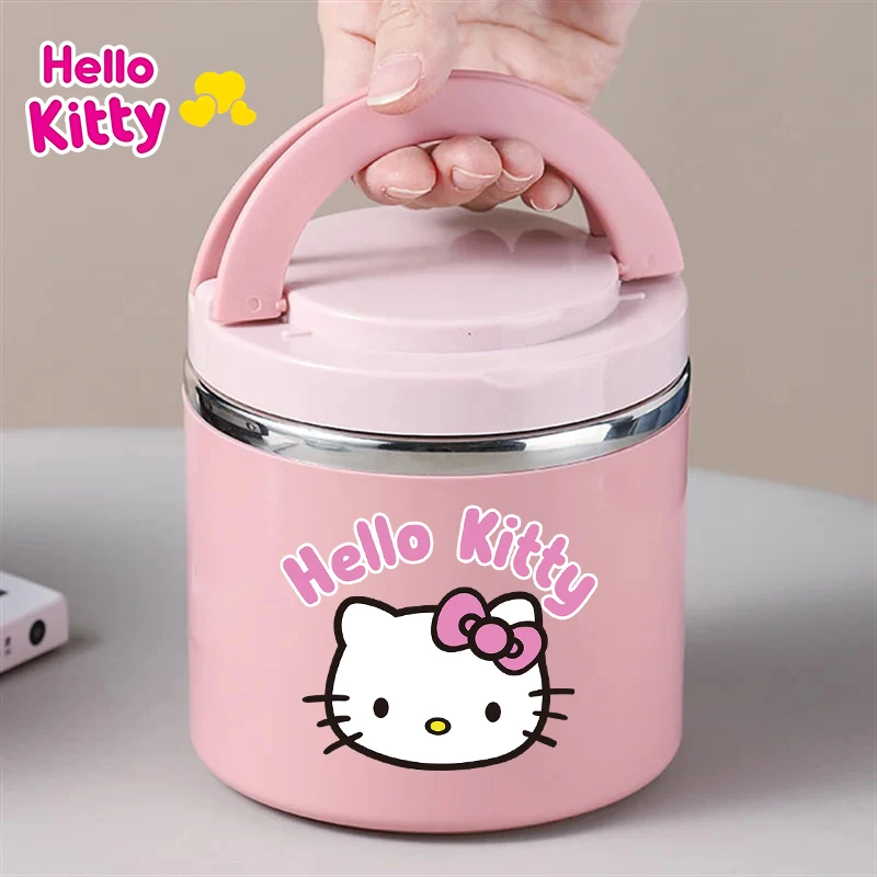 

Sanrio Hello Kitty Kids Thermal Lunch Box Cute Girl Bento Box Student Portable Food Container Cartoon Letter Printed Picnic Case