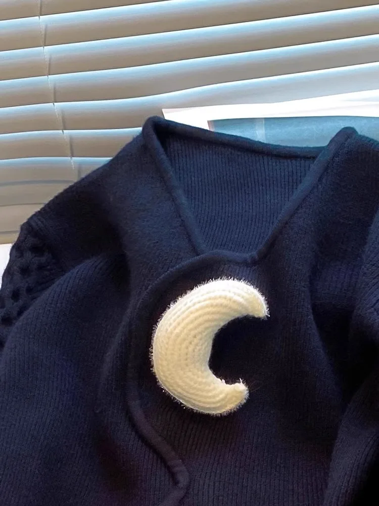 Bla тяжелый вязаный кардиган с вышивкой America Sle, универсальный крой 2024, осенне-зимняя женская верхняя одежда Faion Subway