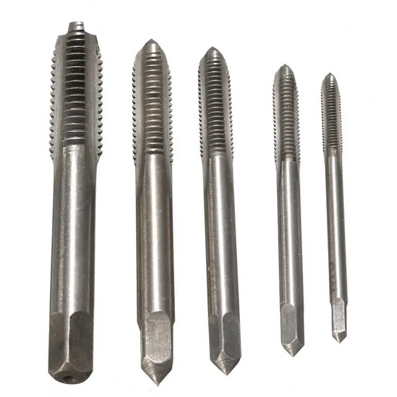 5Pcs Tap Metric Male Thread Plug HSS Screw Mechanical Workshop Tools Key Kit Straight Slot Impact Head Drill Bit M3 M4 M5 M6 M8