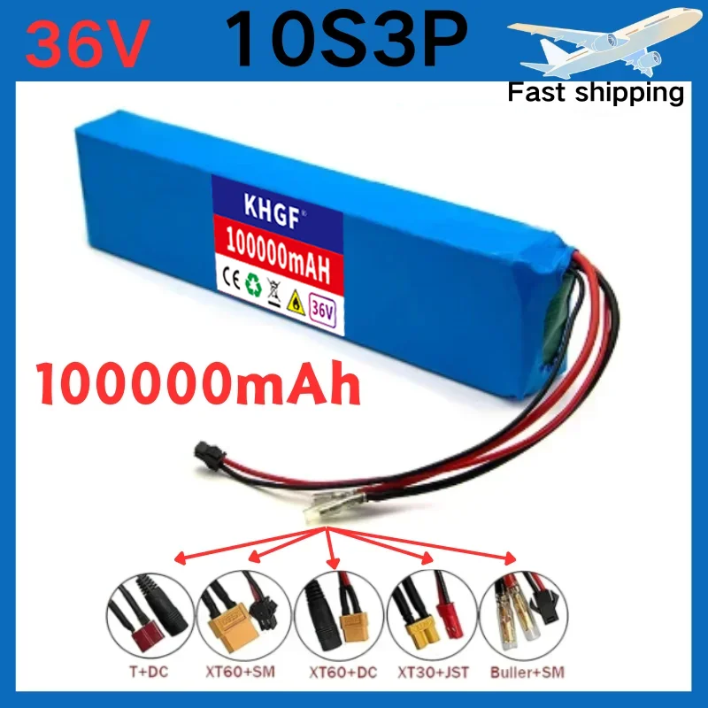 

NEW 36V 100Ah 18650 Rechargeable Lithium Battery Pack 10S3P 1000W Power Modified Bicycle Scooter Electric Vehicle with BMS