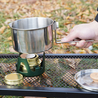Portable 201 304 Stainless Steel Birch Wood Outdoor Cookware Set for Camping Hiking Picnic BBQ Easy Clean Noodle Pot Kettle Kit
