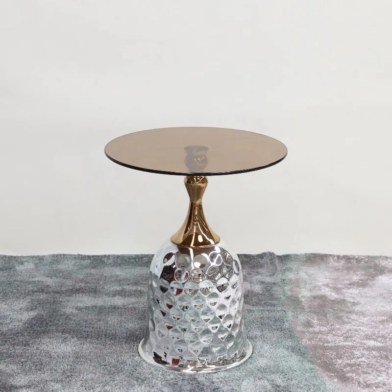 Modern Minimalist Luxury Metal Side Table, Small Corner Coffee End Table for Living Room Sofa Home Reception Decor