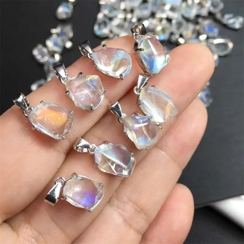 

S925 Natural Madagascar Moonstone Pendant DIY Necklace Women Healing Reiki Jewelry Romantic Holiday Gift 1PCS