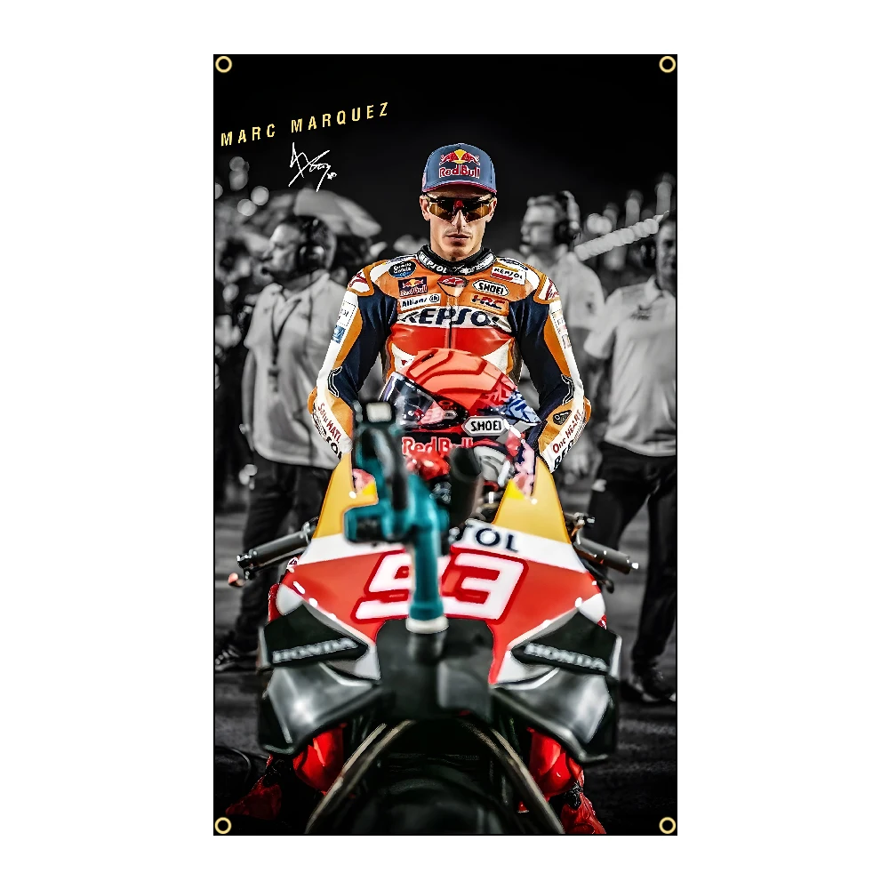 3x5Ft 90x150 سنتيمتر M-Marquez 93 دراجة نارية العلم البوليستر الطباعة راية للمرآب جدار الفن خارج الباب الديكور مع جروميت #4