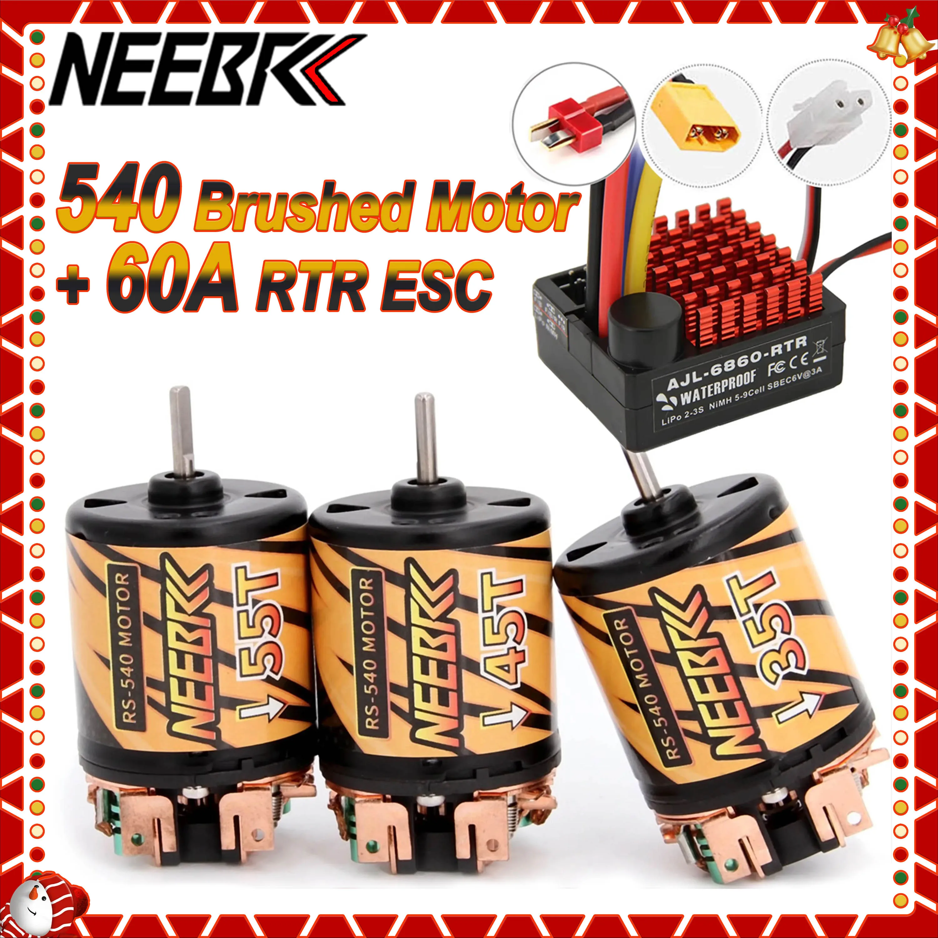 

RC Crawler Car Brushed Combo 540 Motor 35T 45T 55T 3-Slot 60A RTR ESC for 1/10 Axial SCX10 AXI03007 90046 Traxxas TRX4 TRX6