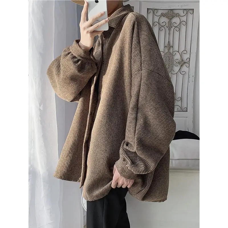 

Новая модная мужская повседневная шерстяная куртка Корейская версия универсальная свободная модная куртка в гонконгском стиле мужская одежда