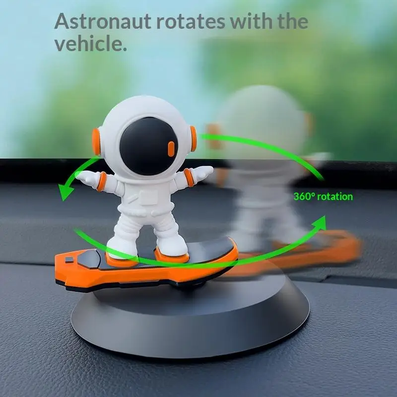 Creative Skateboard Astronaut Temporary Parking Number Plate Rotating Car Dashboard Ornament Visible Contact Display
