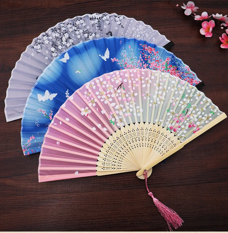 Ручной веер Шелковый складной веер Винтажный