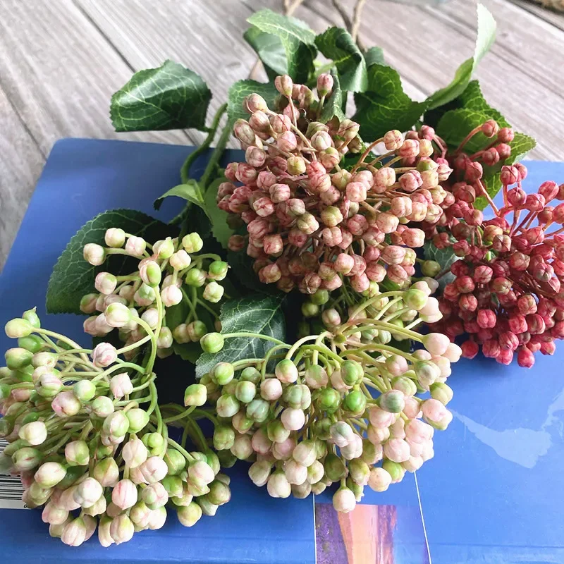 Hortensia artificial de plástico, rama de frutas y bayas, arreglo de plantas, accesorios para decoración de jardín y habitación