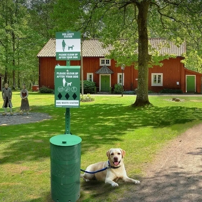 Outdoor Garden Dog Waste Station Custom Metal Pet Waste Station with Trash Can & Bag Dispenser for Sale