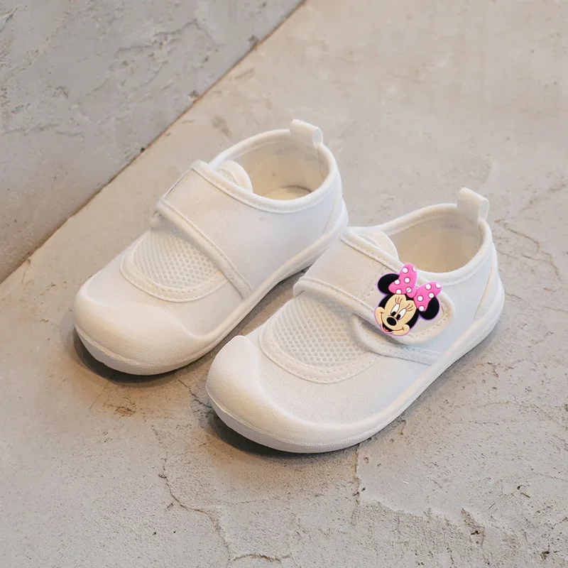 

Disney Mickey Mouse Spring & Summer Kids Breathable Mesh White Canvas Shoes Kindergarten Indoor Casual Shoes Boys Girls Sneaker
