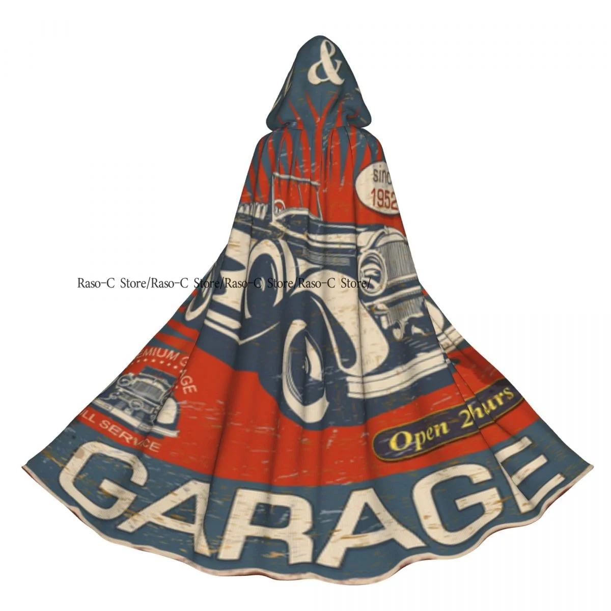 

Hooded Cloak Unisex Cloak with Hood Vintage Garage Poster With Retro Car Cloak Vampire Witch Cape Cosplay Costume