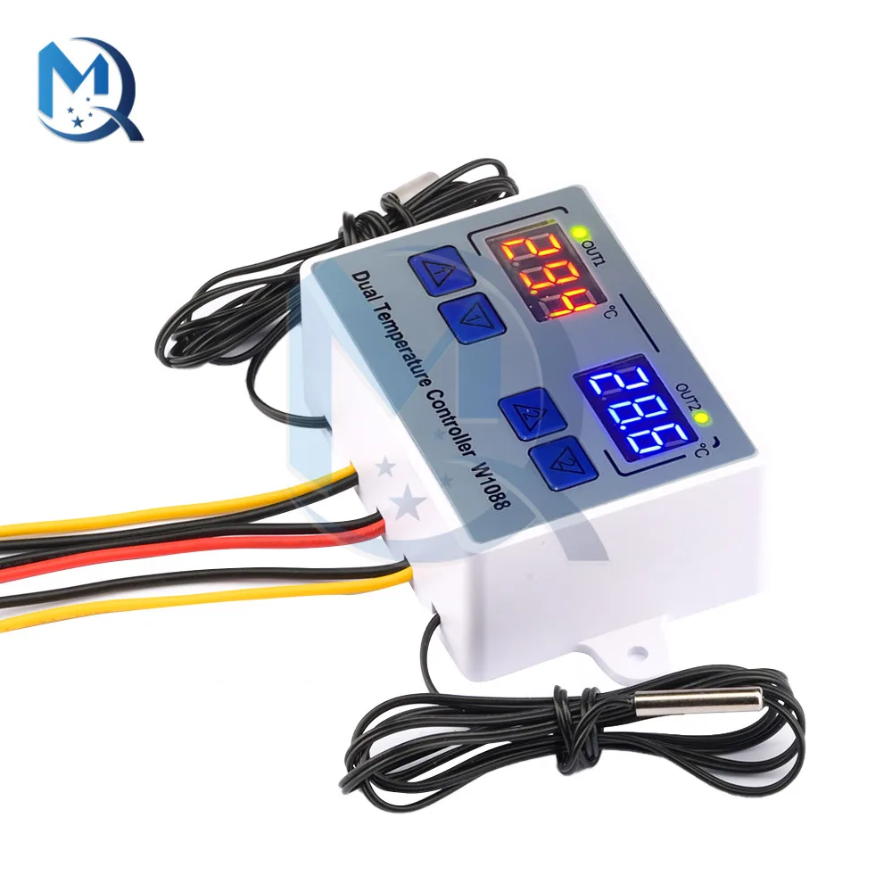 W1088 12V/24V/110V 220V LED Digital Temperature Controller Thermostat Thermoregulator Sensor Meter Fridge Water Heating Cooling