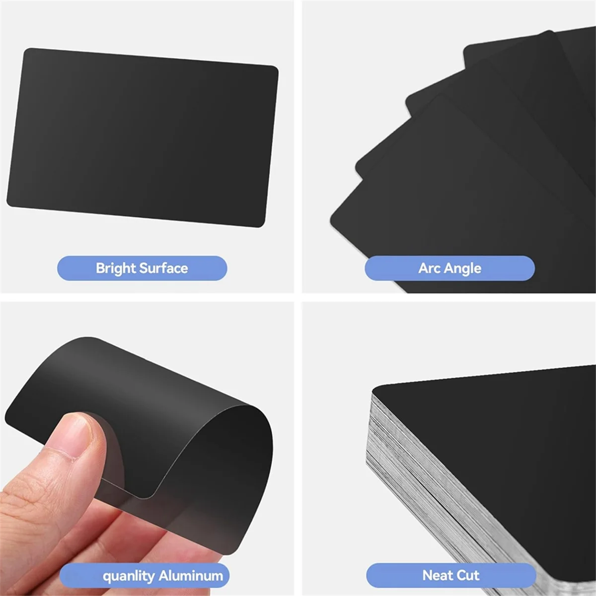 Espacios en blanco de grabado láser, láminas de aleación de aluminio negro de 250 piezas para grabado CNC, artesanía láser, 85x55x0,2mm de espesor