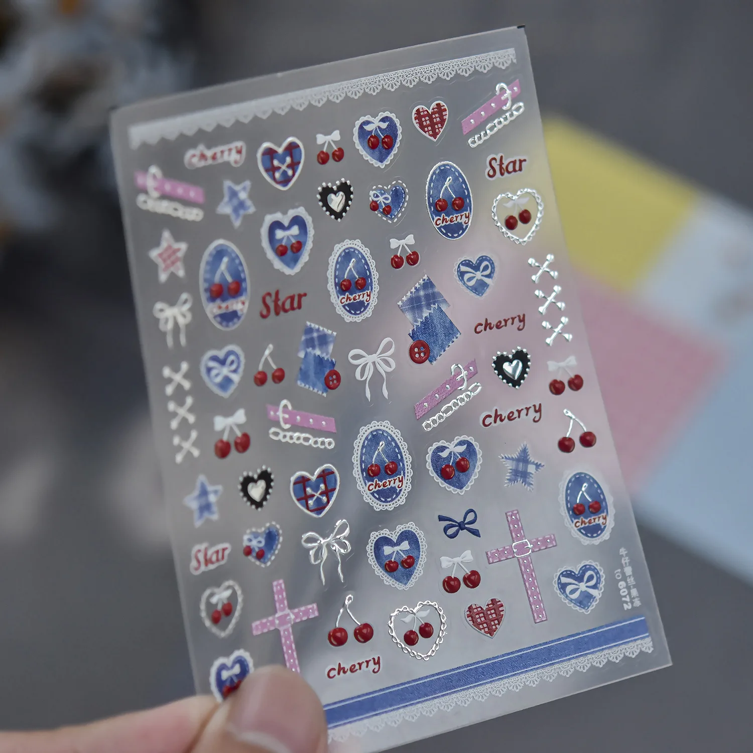 Retro Denim Texture Heart Cher - Nail Art Denim recension och pris