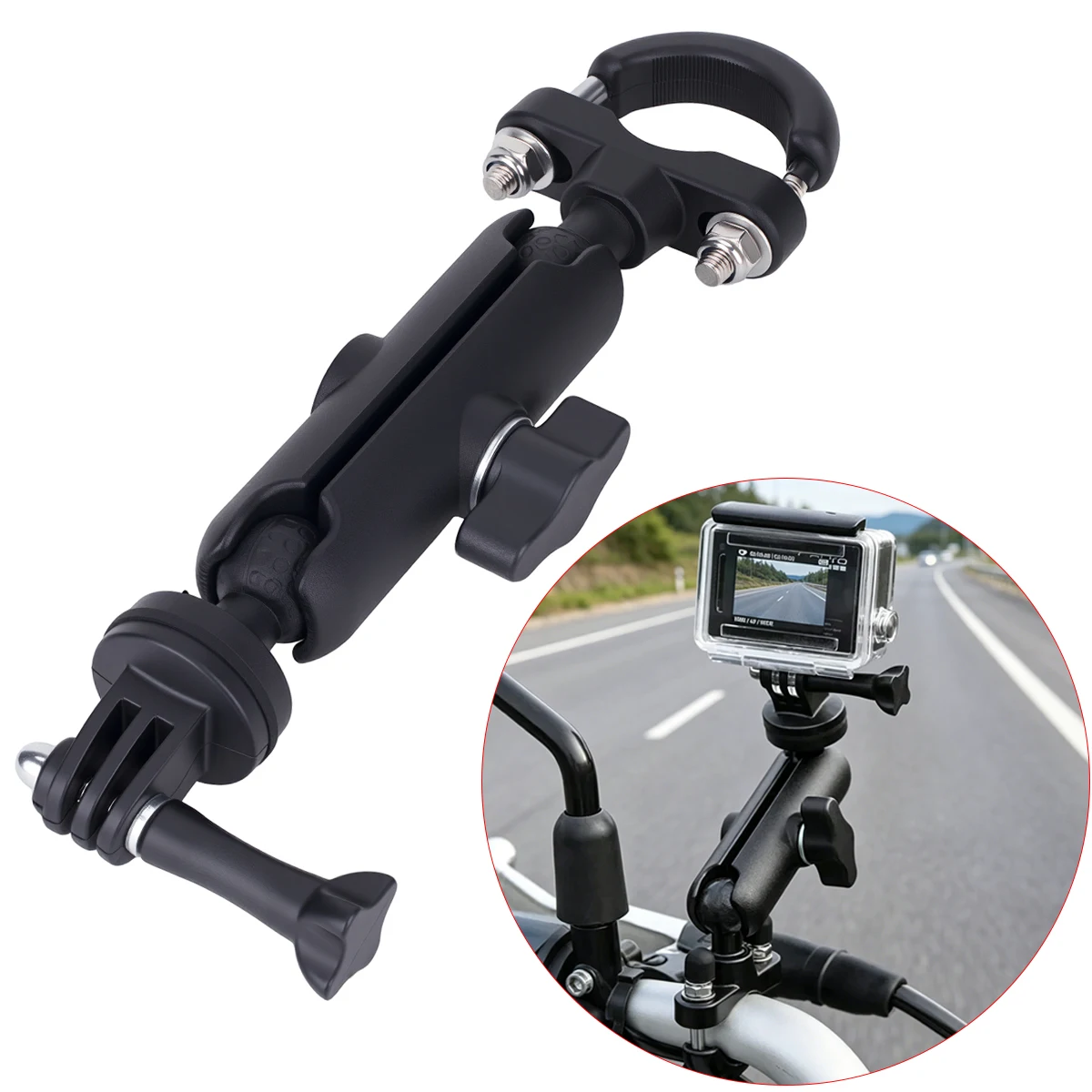 Motorcycle&Bike Handlebar Mount Bracket Action Camera Holder for GoPro Hero 12 11 10 9 8 Insta360 X4 X3 DJI Osmo Action Camera