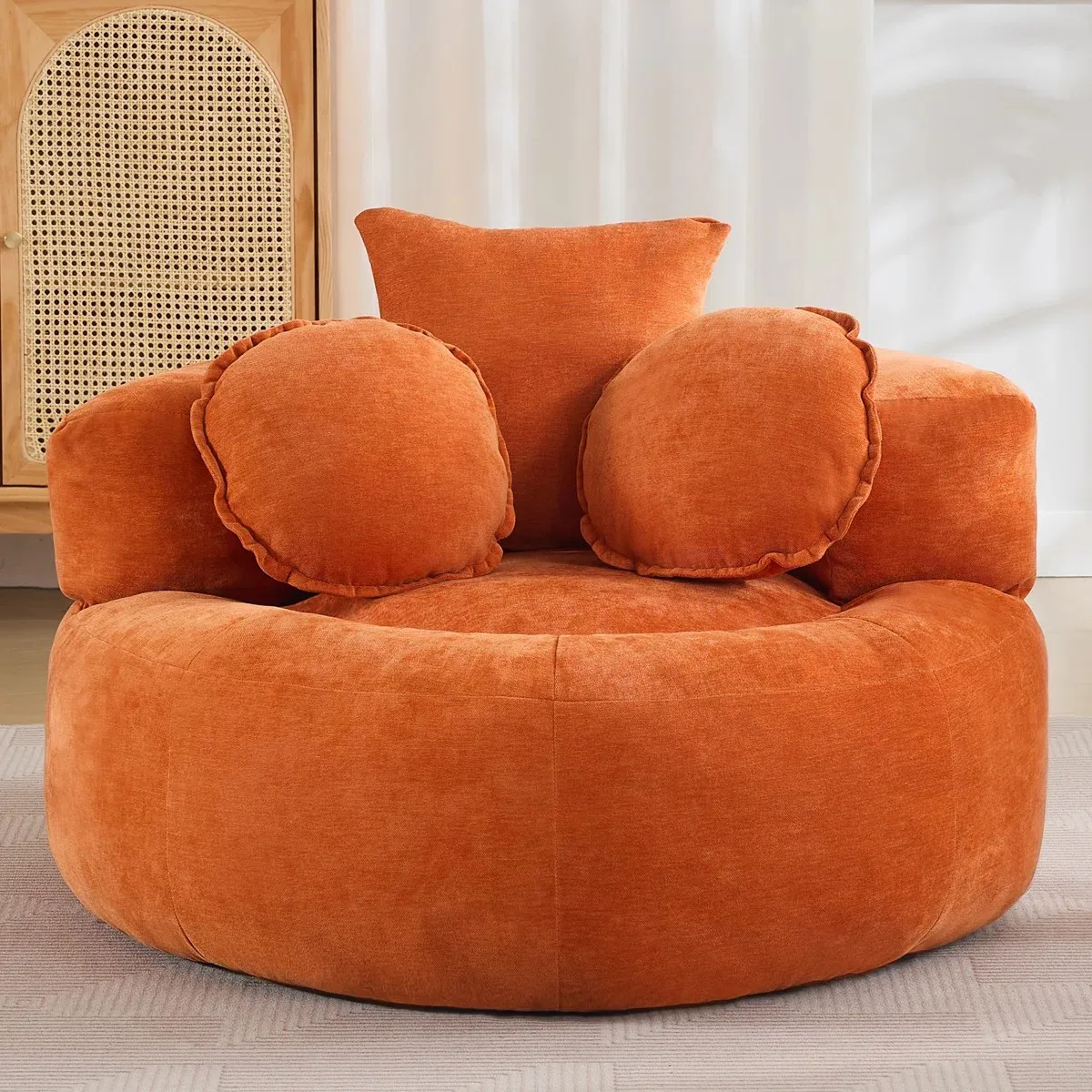 #Mochi Sofa Flannel Armless Human Doghouse Sofa Chair Vintage Style Bedroom Balcony Single Small Tatami Can Lie Down and Sleep