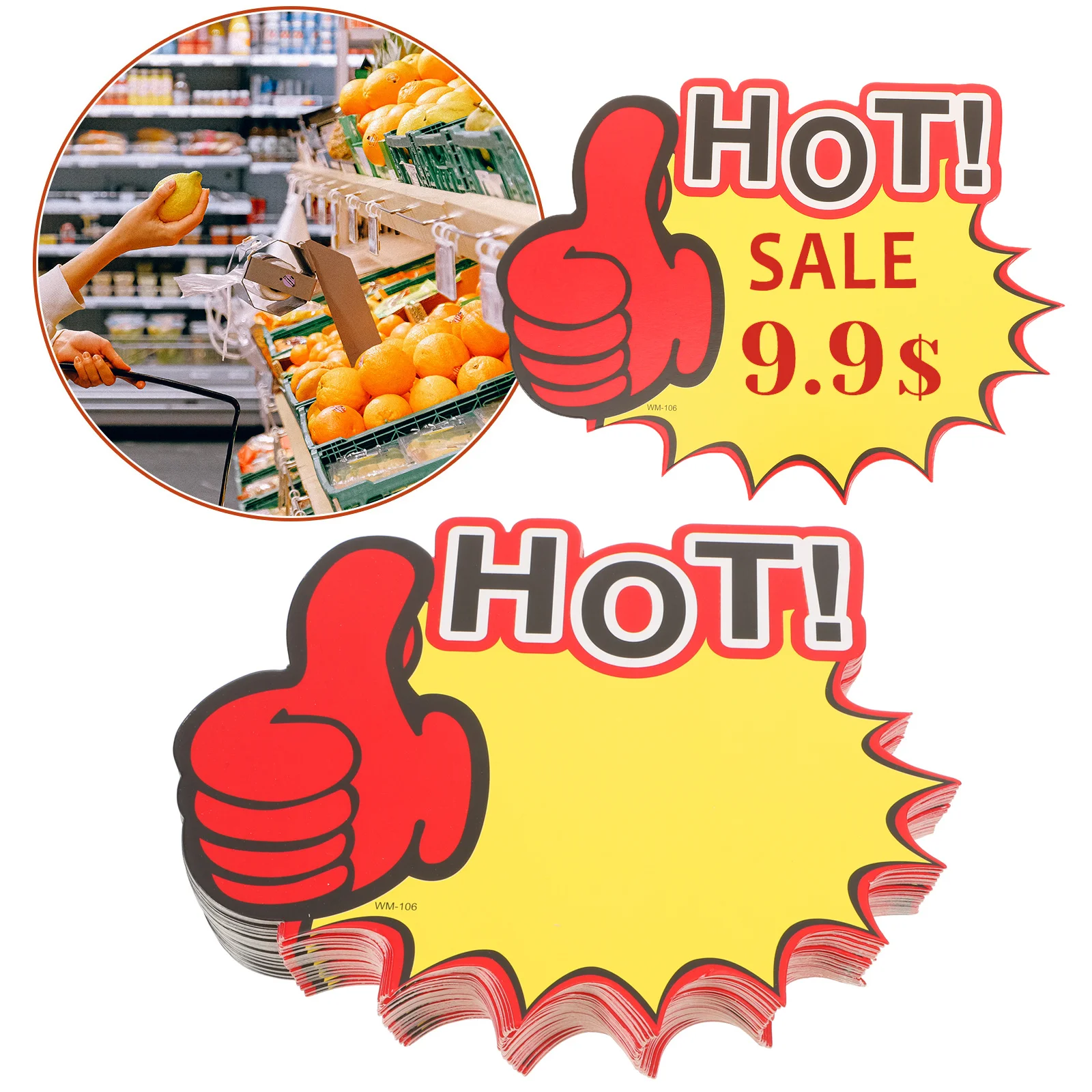 

100 pcs Price Tags Blank Burst Signs Yellow Star Shaped Writable Stickers For Retail Store Sale Decorations Fair Board Supplies