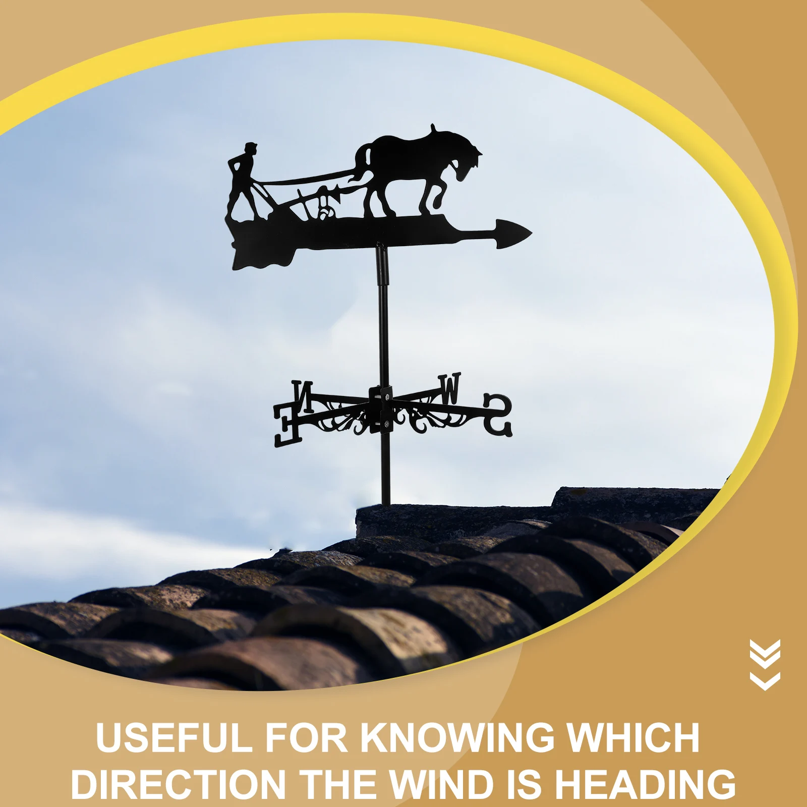 Veleta de hierro para caballo, veleta de viento decorativa para jardín, patio, techo de césped, indicador de dirección del viento al aire libre