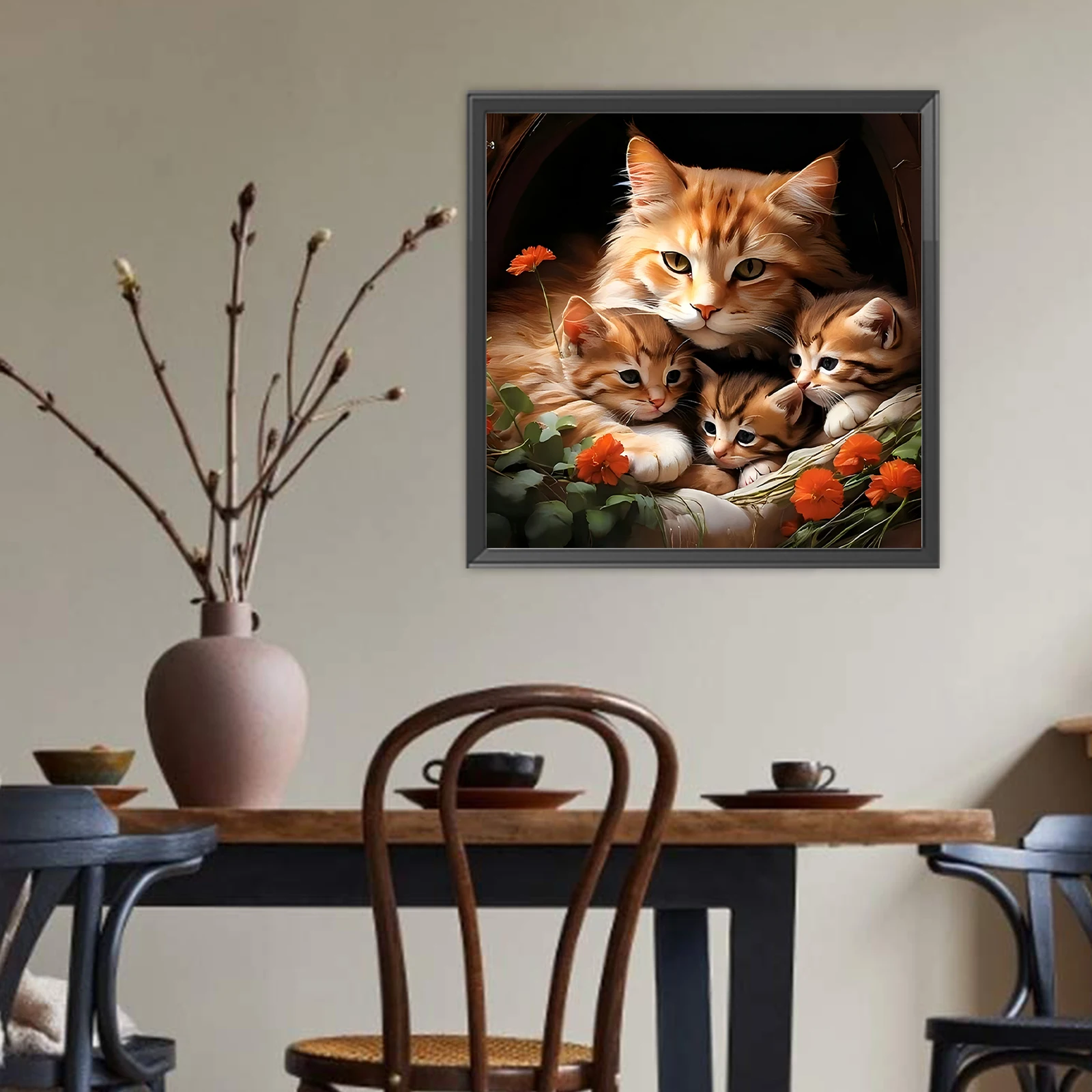 

Cat Full DIY 5D Round Drill Diamond Art Kits for Adults/Beginners Gift Idea Home Decor Gem Art Diamond Painting Kits 40x40cm