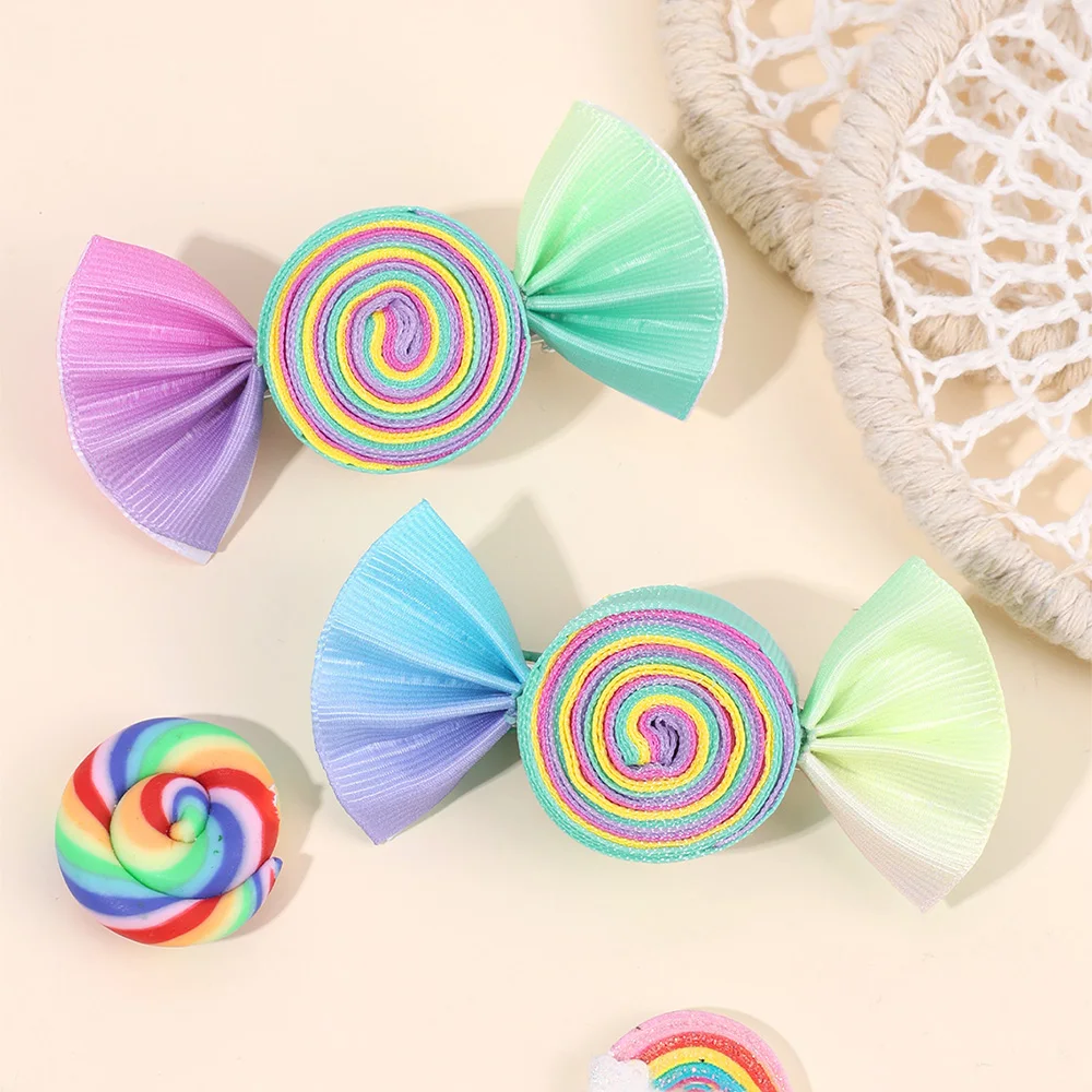 Candy Bow Hair Clips for Girls, 2Pcs Set