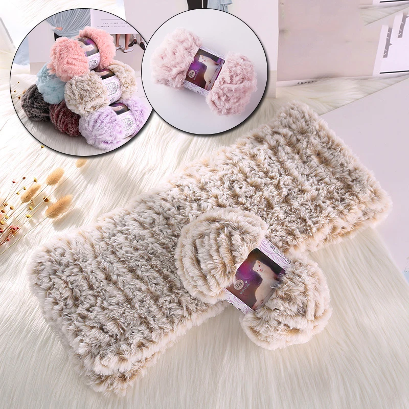 1pc Soft Imitation Mink Fleece Crocheted Yarn For Knitting Sweater Scarf Wool Yarn Thread Diy Handicraft Faux Fur Blended Yarn