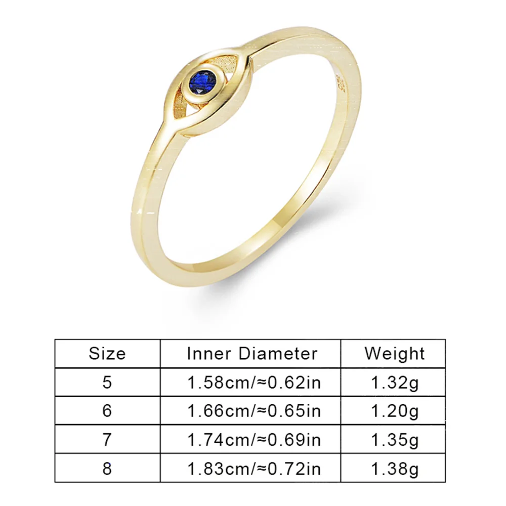 925 Sterling Silver Multi Tone Plated Evil Eye Single Blue Round Zircon Thin Stackable Daily Band Ring Jewelry Gift