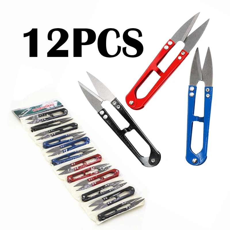 Aço inoxidável Tailor Scissors, Ponto Cruz, Segurança Corte Afiado, em forma de U, Vestuário, DIY, Escritório, Material de Estudo, Primavera, 12Pcs