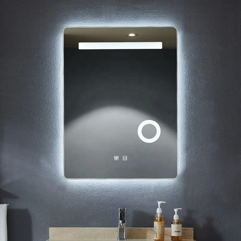 

Modern Frameless Warm White Magnifying Rectangular Smart LED Bathroom Mirror