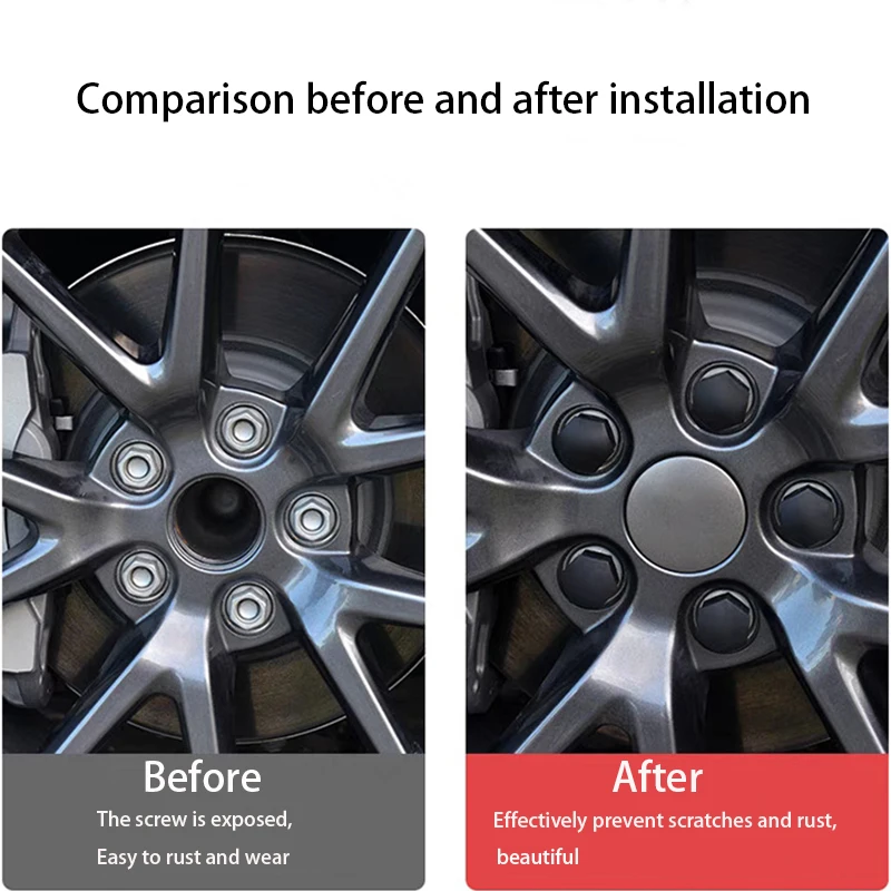 Wheel Center Hub Caps For Tesla Model 3/S/X With Center Cap Set & Wheel Lug Nut Cover Kit Tesla Decorations