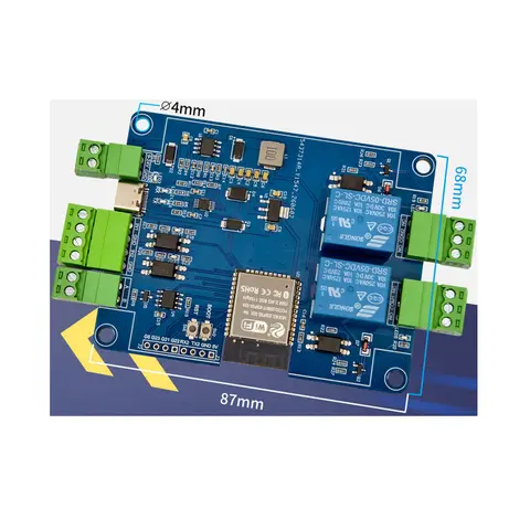 ESP32 2 Channel Relay RS485 Modbus Module 2IN 2OUT Optocoupler Isolation WiFi BT CH340 Type-C & 7-24VDC Dual Power Supply