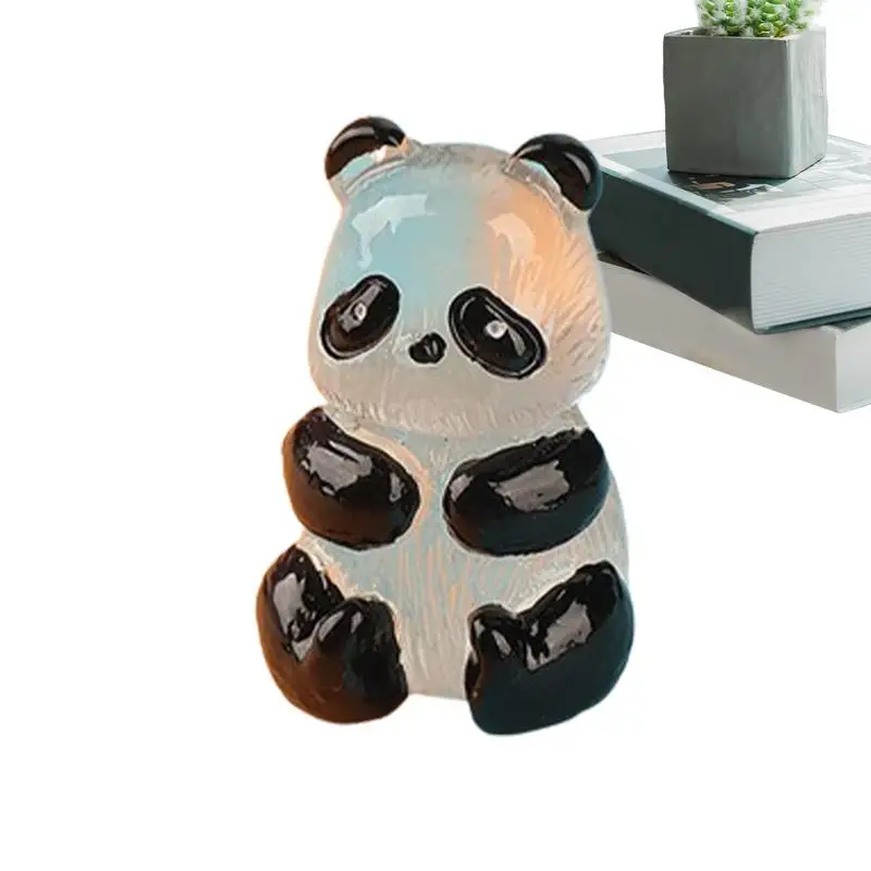 Mini Pandas Figurines Animal Figures Glow In The Dark Panda Figurines Exquisite Hand-Painted For Family Friends Colleagues