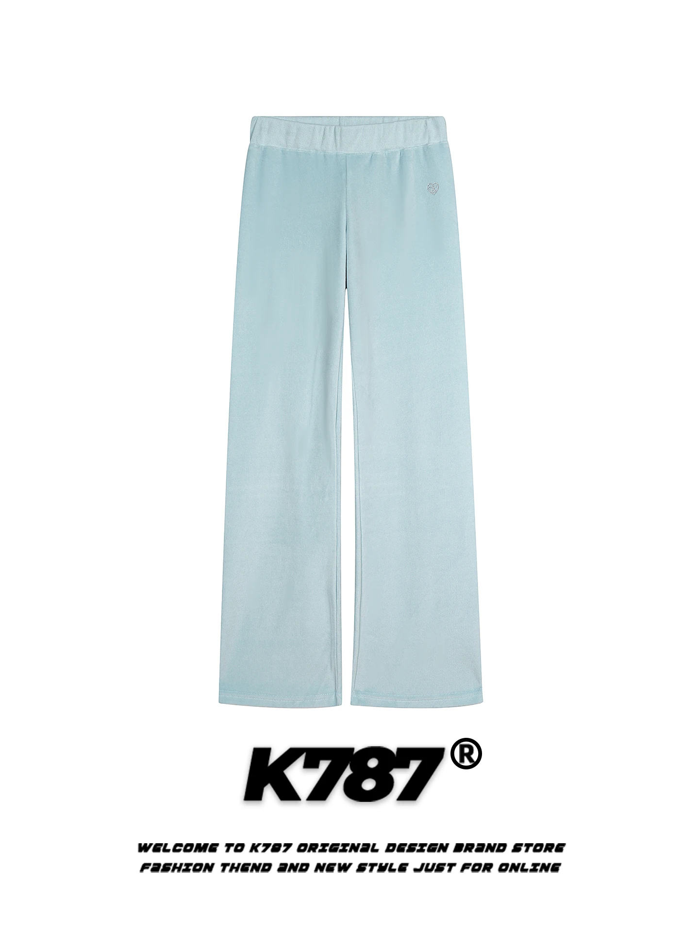 

K787 American Casual Heart aped Rhinestone Loose Slimming Drapey Street Dance Women's Wide Leg Long Pants Straight Cut