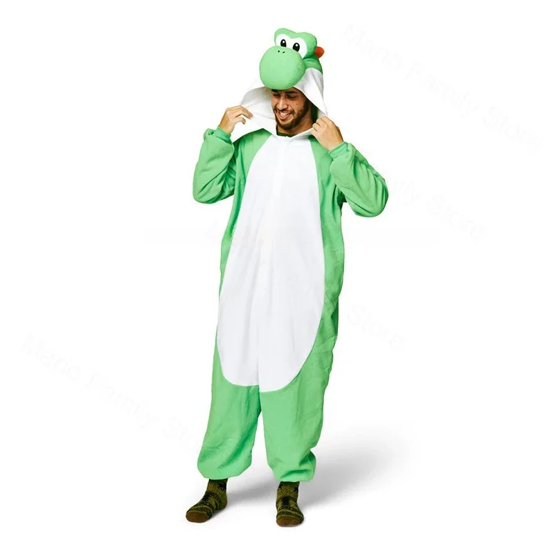 Mario Bros Yoshi One Piece Pajamas Anime Men Halloween Cosplay Jumpsuit Costume Cartoon Carnival Party Role Play Props Gifts