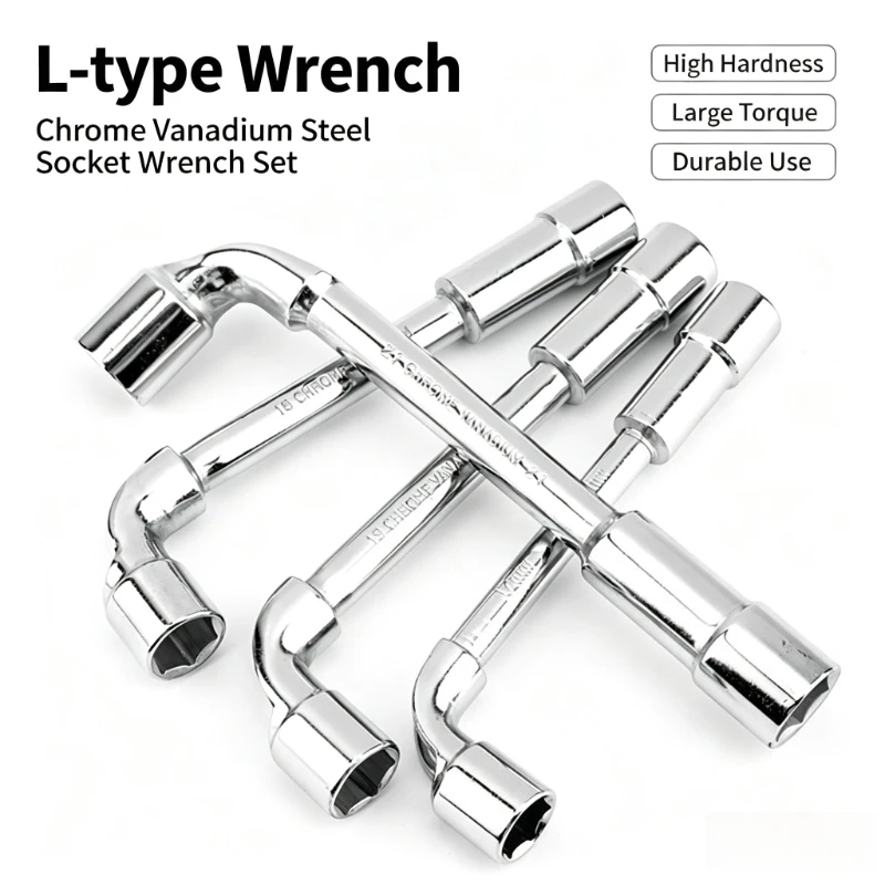 1PC L Shape Socket Wrench 7 Type Double End Offset Through Hole Milling Mouth Hex Spanner Auto Repair Hand Tool