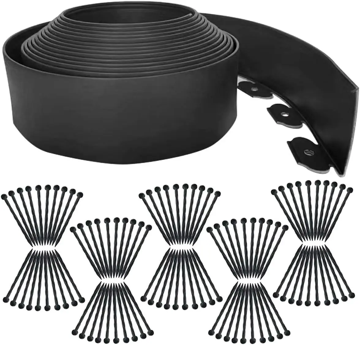 

66FT Extra Tall 4IN High Black Flexible Garden Edging Borders with Stakes for Lawn, Flower Bed, Yard Landscaping