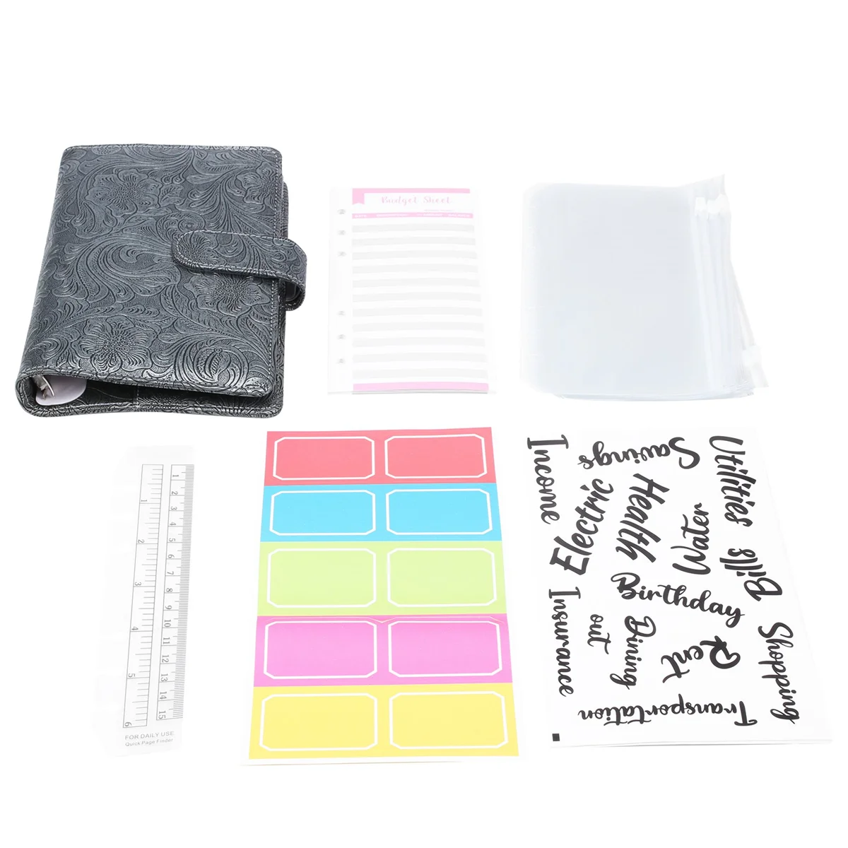 A6 Money Budget Ring Binder-Saving Wallet Organiser Binder with Pockets,Cash Stuffing Budget Wallet Planner Binder B